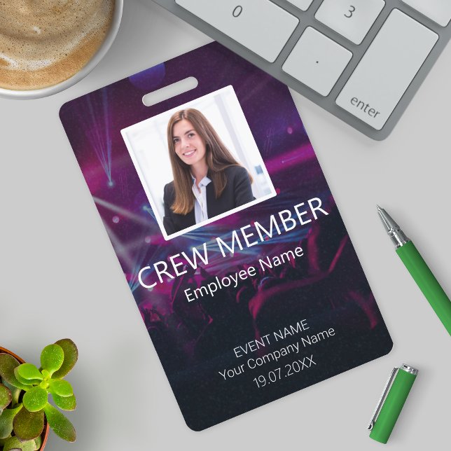Custom Crew Member Barcode Event  Purple Badge (Creator Uploaded)