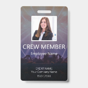 Custom Crew Member QR Code Event Badge