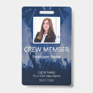 Custom Crew Member QR Code Event Blue Badg Badge