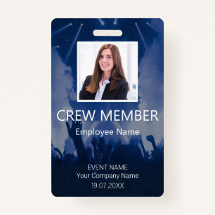 Custom Crew Member QR Code Event Blue Badg Badge