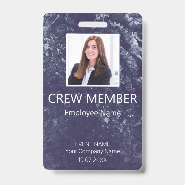Custom Crew Member QR Code Event Blue Badge (Front)
