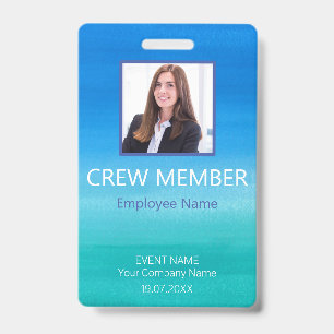 Custom Crew Member QR Code Event Blue Badge