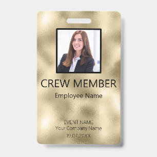 Custom Crew Member QR Code Event Gold Badge