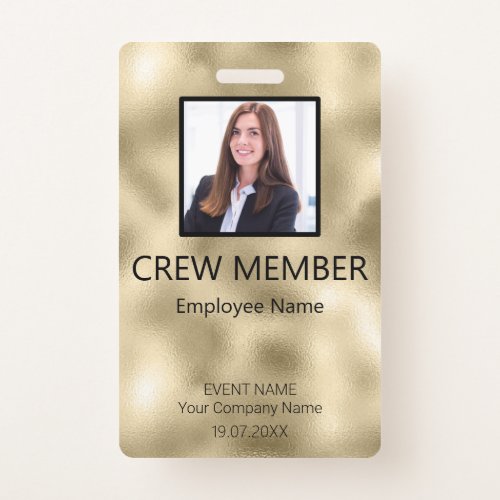 Custom Crew Member QR Code Event Gold Badge