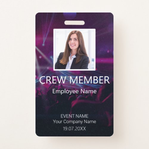 Custom Crew Member QR Code Event  Purple Badge