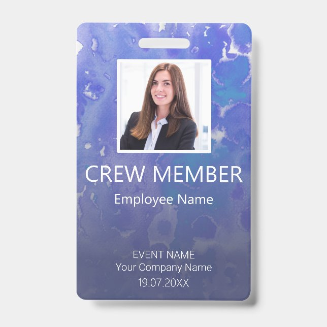 Custom Crew Member QR Code Event Violet Badge (Front)