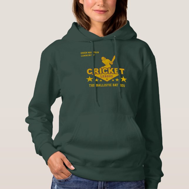 Custom Cricket Club League Sport Name Number Hoodie (Front)