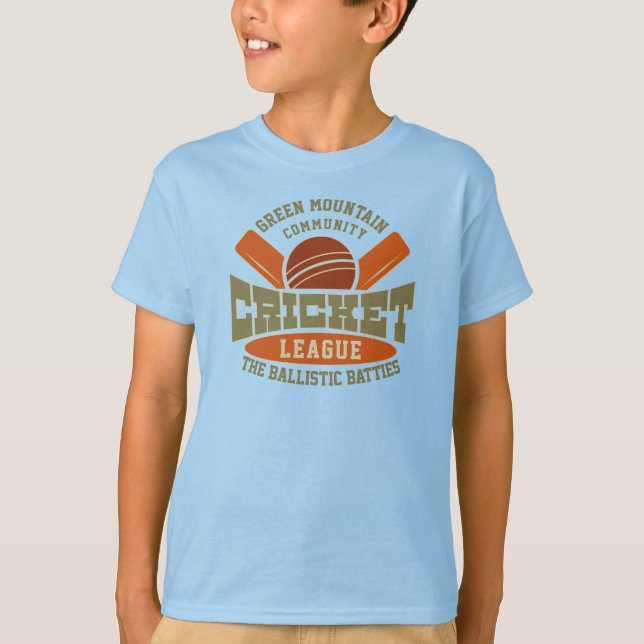 Custom Cricket Club League Sport Name Number T-Shirt (Front)