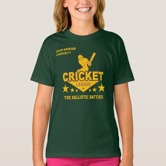 Custom Cricket Club League Sport Name Number T-Shirt (Front)