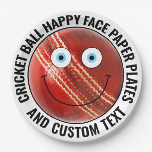 Custom Cricket Theme Party BLUE EYES Happy Face 9" Paper Plates