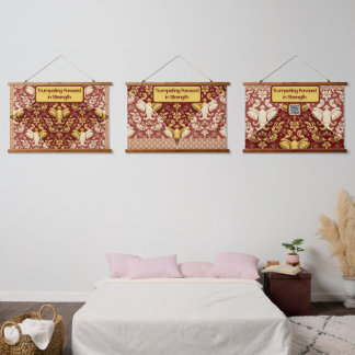 Custom Crimson Red & Gold Elephant Wall Covering Hanging Tapestry