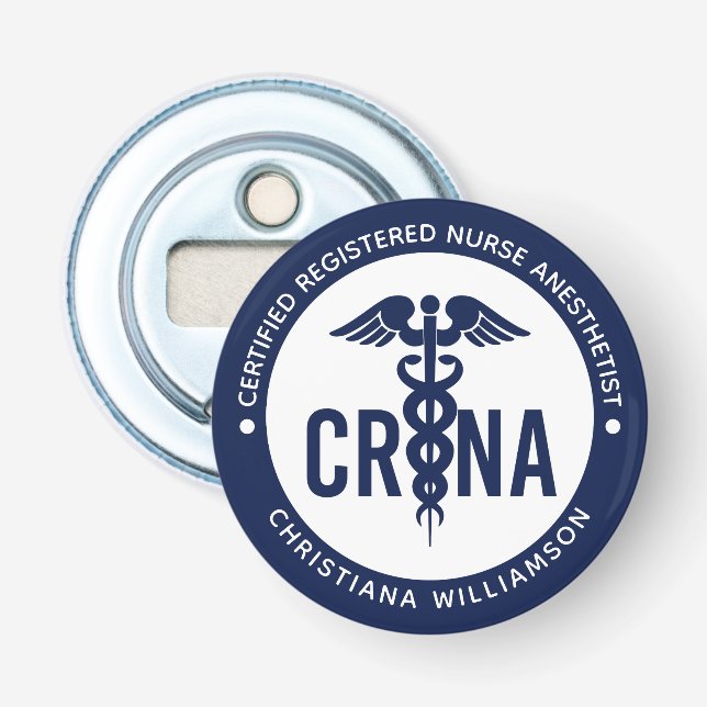 Custom CRNA Certified Registered Nurse Anesthetist Bottle Opener (Front)