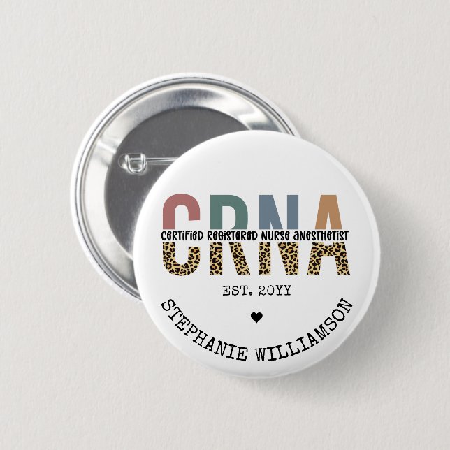 Custom CRNA Certified Registered Nurse Anesthetist Button (Front & Back)