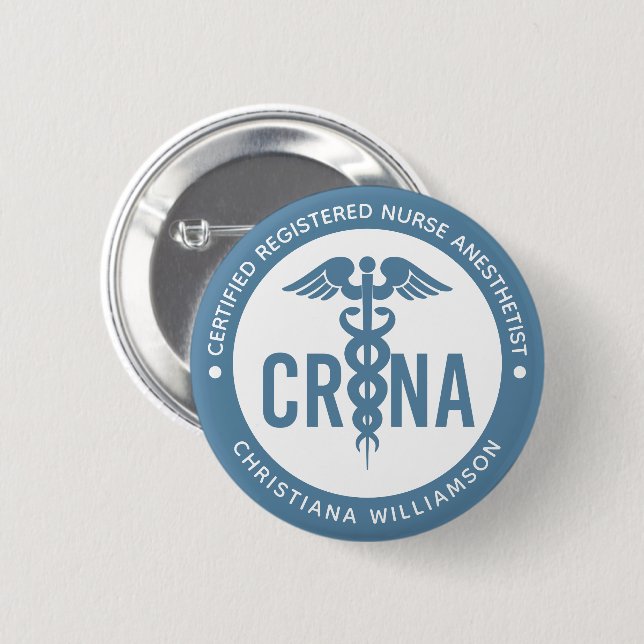 Custom CRNA Certified Registered Nurse Anesthetist Button (Front & Back)