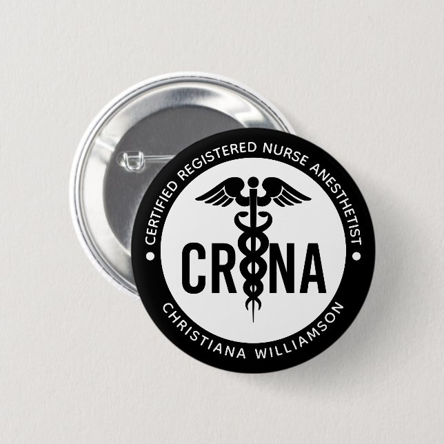 Custom CRNA Certified Registered Nurse Anesthetist Button (Front & Back)