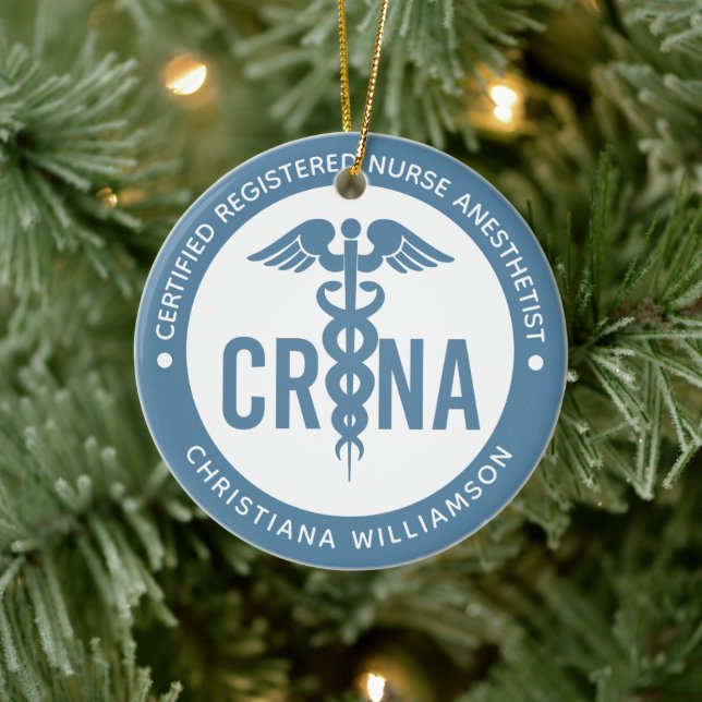Custom CRNA Certified Registered Nurse Anesthetist Ceramic Ornament (Tree)