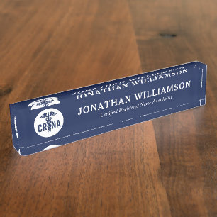 Custom CRNA Certified Registered Nurse Anesthetist Desk Name Plate