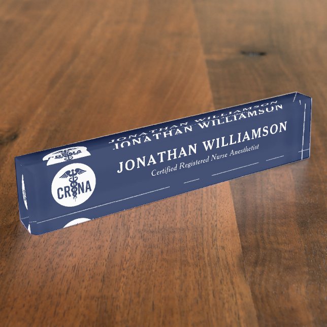Custom CRNA Certified Registered Nurse Anesthetist Desk Name Plate (Side)
