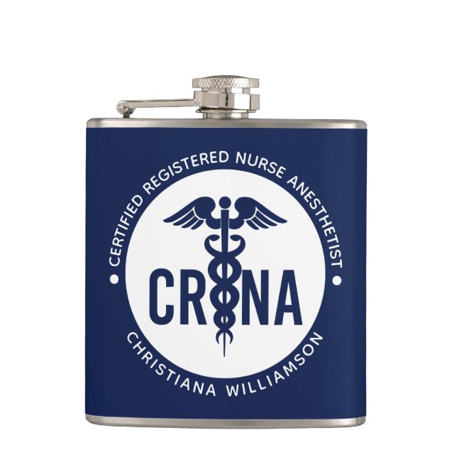 Custom CRNA Certified Registered Nurse Anesthetist Flask (Front)