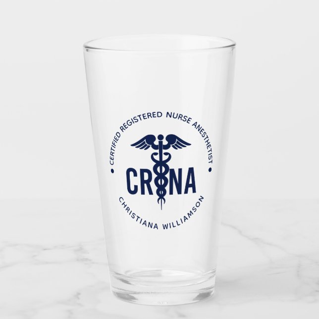 Custom CRNA Certified Registered Nurse Anesthetist Glass (Front)