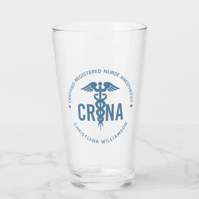 Custom CRNA Certified Registered Nurse Anesthetist Glass (Front)