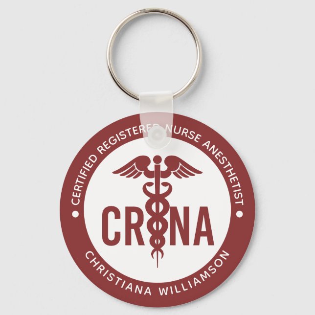Custom CRNA Certified Registered Nurse Anesthetist Keychain (Front)