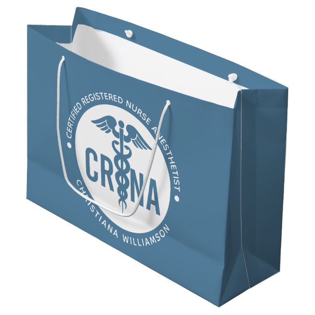 Custom CRNA Certified Registered Nurse Anesthetist Large Gift Bag (Front Angled)
