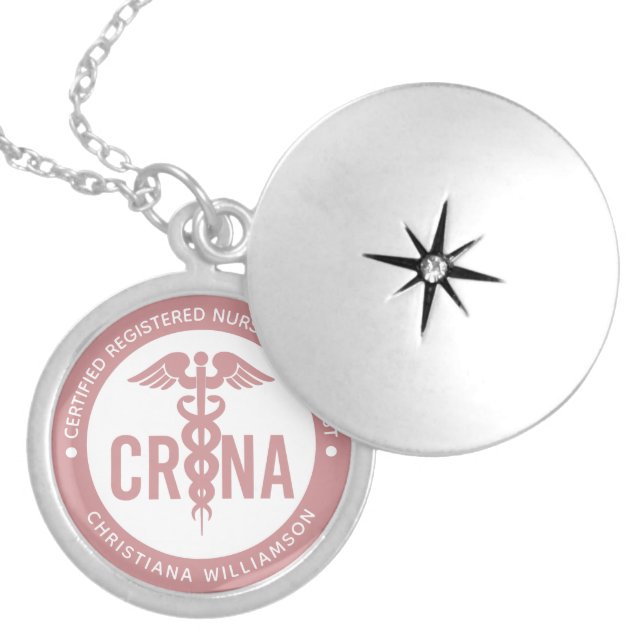 Custom CRNA Certified Registered Nurse Anesthetist Locket Necklace (Front)