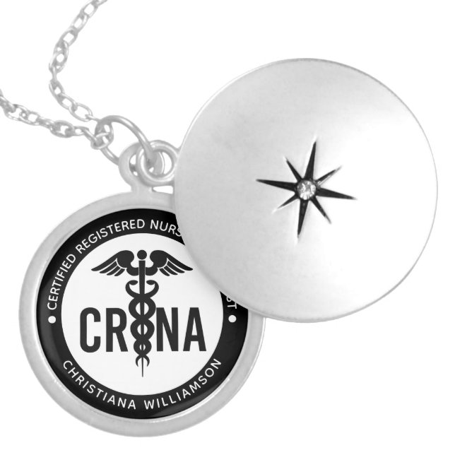Custom CRNA Certified Registered Nurse Anesthetist Locket Necklace (Front)