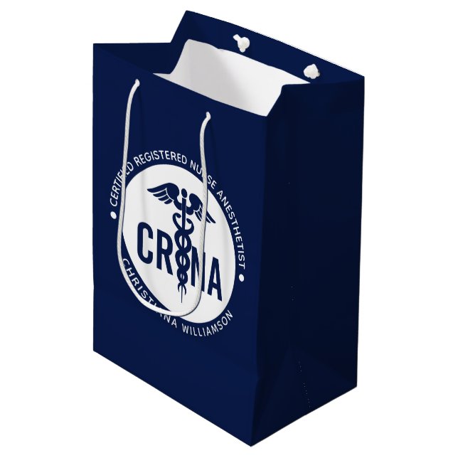 Custom CRNA Certified Registered Nurse Anesthetist Medium Gift Bag (Front Angled)