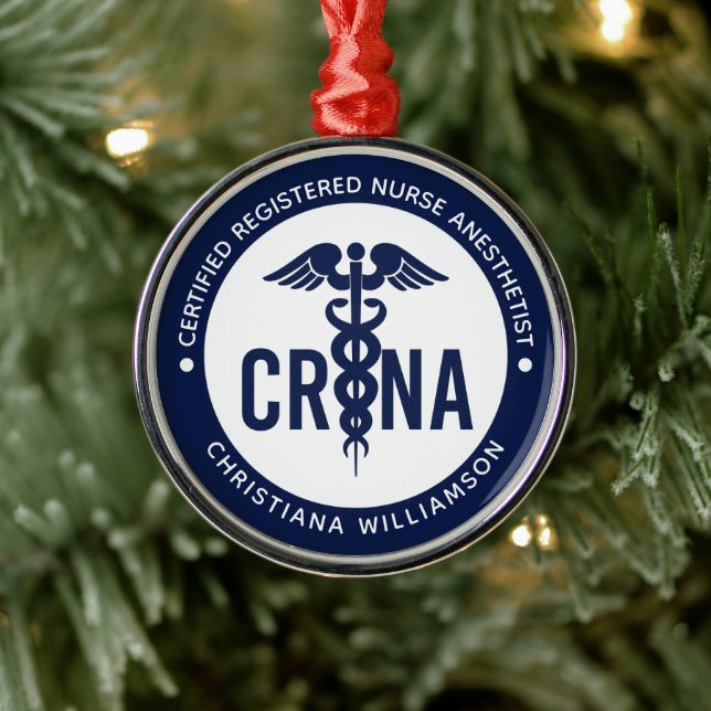 Custom CRNA Certified Registered Nurse Anesthetist Metal Ornament (Tree)