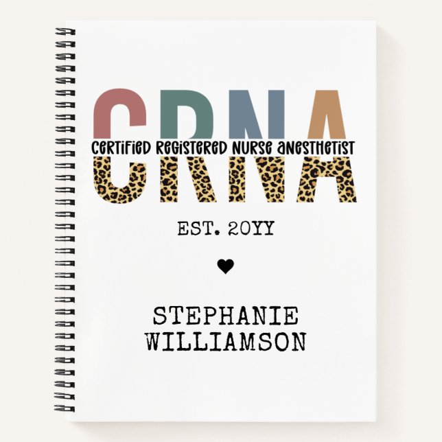 Custom CRNA Certified Registered Nurse Anesthetist Notebook (Front)