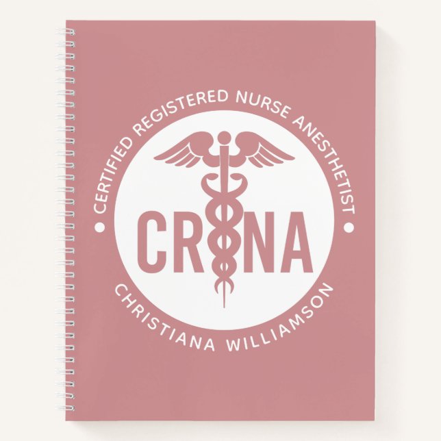 Custom CRNA Certified Registered Nurse Anesthetist Notebook (Front)