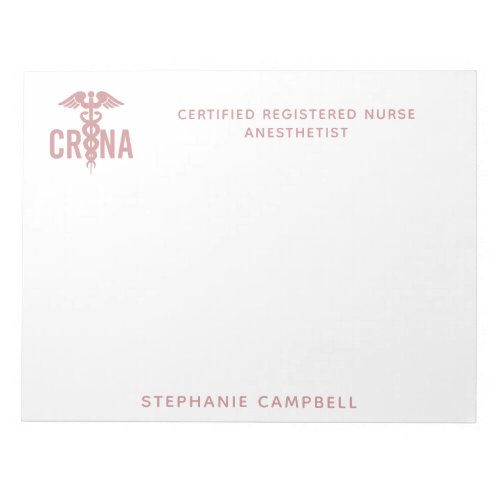 Custom CRNA Certified Registered Nurse Anesthetist Notepad