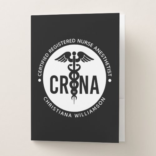 Custom CRNA Certified Registered Nurse Anesthetist Pocket Folder