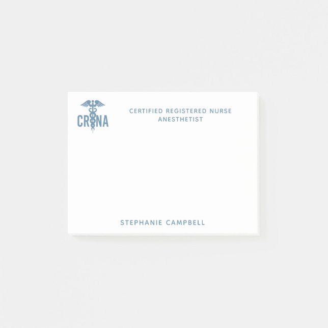 Custom CRNA Certified Registered Nurse Anesthetist Post-it Notes (Front)