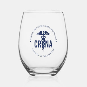 Custom CRNA Certified Registered Nurse Anesthetist Stemless Wine Glass