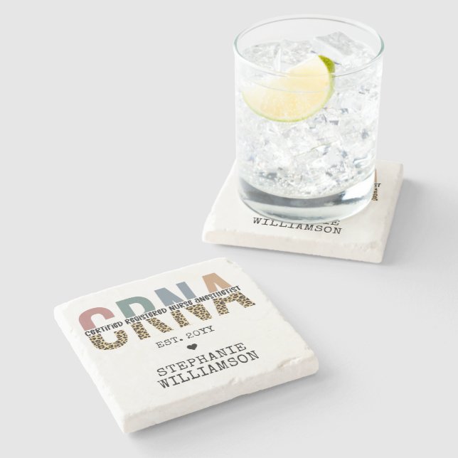 Custom CRNA Certified Registered Nurse Anesthetist Stone Coaster (Side)