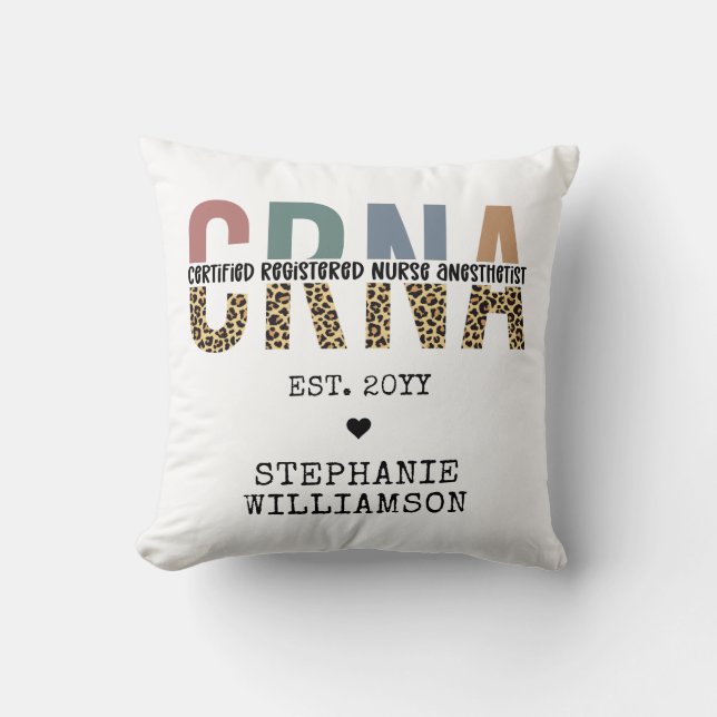 Custom CRNA Certified Registered Nurse Anesthetist Throw Pillow (Front)