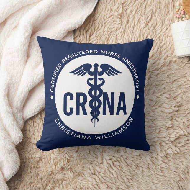 Custom CRNA Certified Registered Nurse Anesthetist Throw Pillow (Blanket)