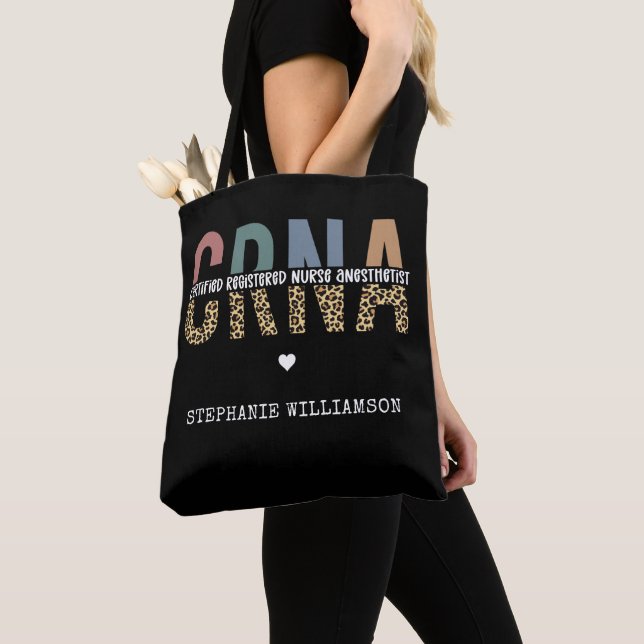 Custom CRNA Certified Registered Nurse Anesthetist Tote Bag (Close Up)