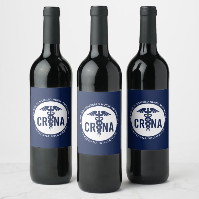 Custom CRNA Certified Registered Nurse Anesthetist Wine Label (Bottles)