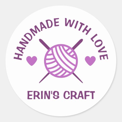 CUSTOM Crochet Knit Yarn Handmade Classic Round Sticker