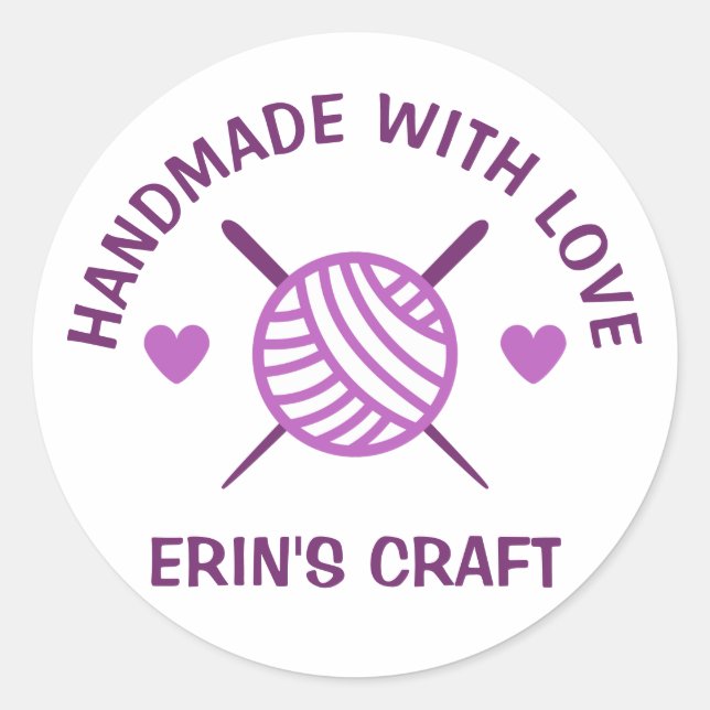 CUSTOM Crochet Knit Yarn Handmade Classic Round Sticker (Front)
