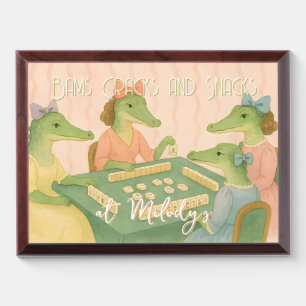 Custom Crocodiles Playing Mahjong Award Plaque