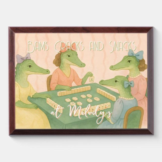 Custom Crocodiles Playing Mahjong Award Plaque (Horizontal)