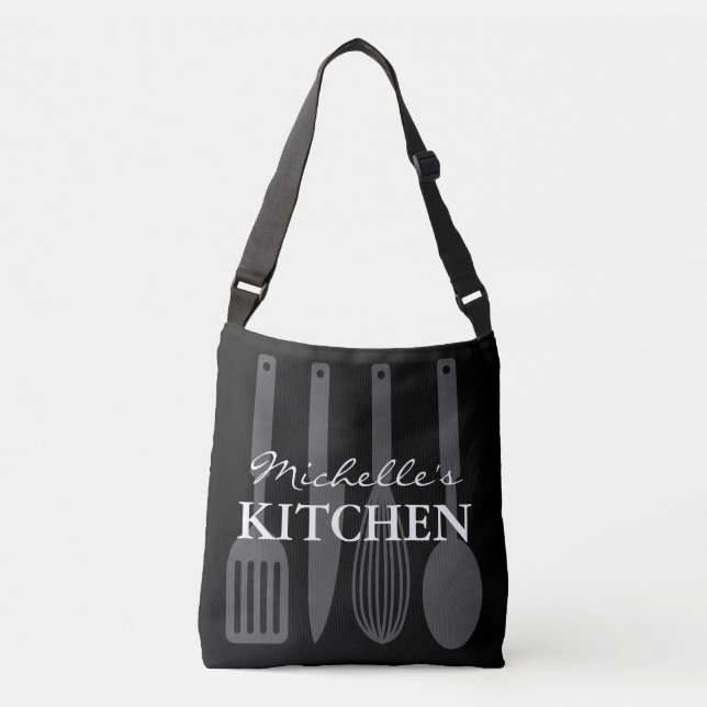 Custom cross body bag with kitchen utensils design (Front)