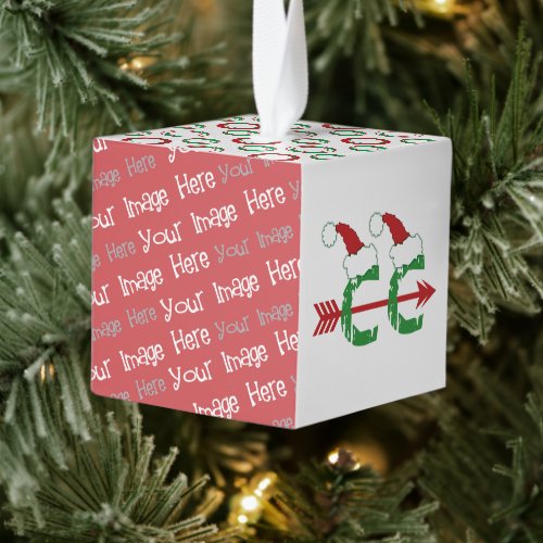 Custom Cross Country Christmas  Add Photo Text Cube Ornament