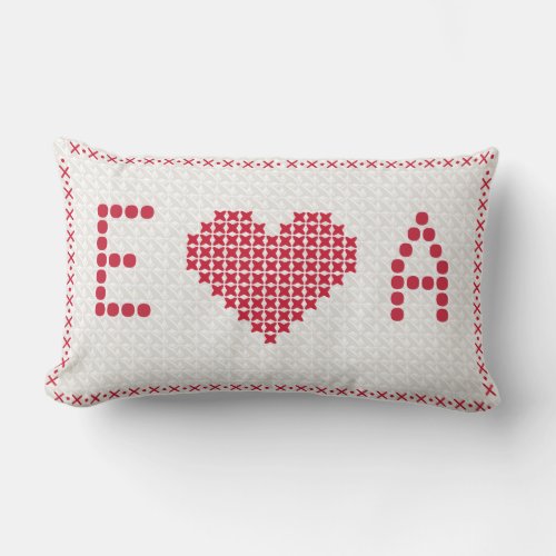 Custom Cross-stitch Wedding Anniversary Gift Lumbar Pillow