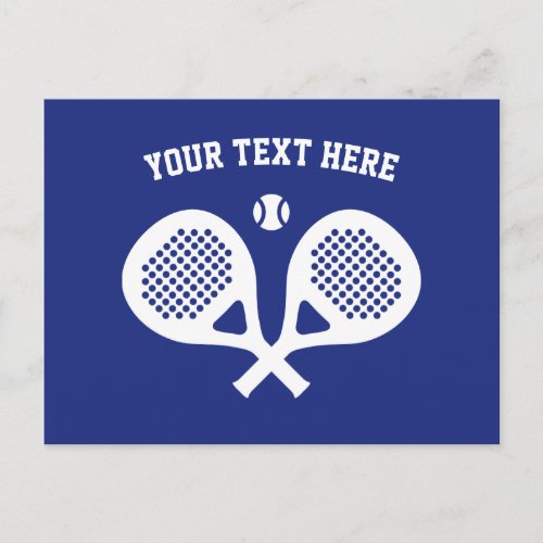 Custom crossed rackets logo padel tennis postcards